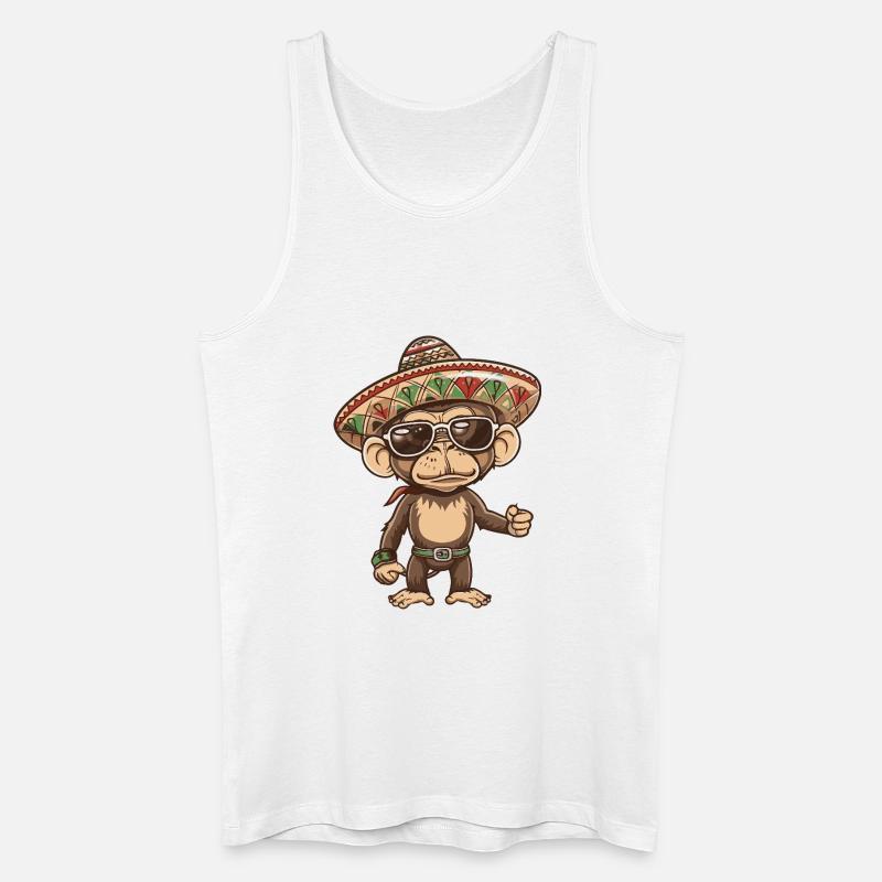 Affe Comic Lustig Sombrero - Männer Bio Tank Top - Weiß