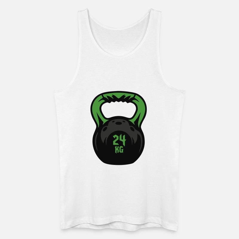Kettlebell 24 KG Kugelhantel - Männer Bio Tank Top - Weiß