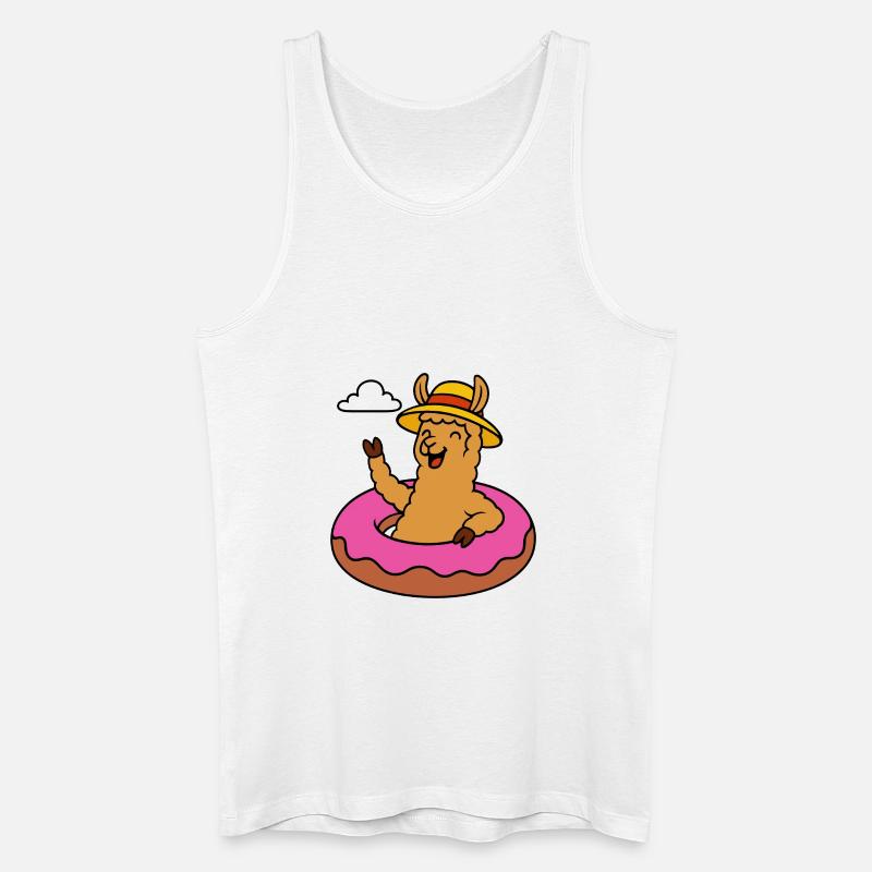Alpaka mit Schwimmring Pink - Männer Bio Tank Top - Weiß