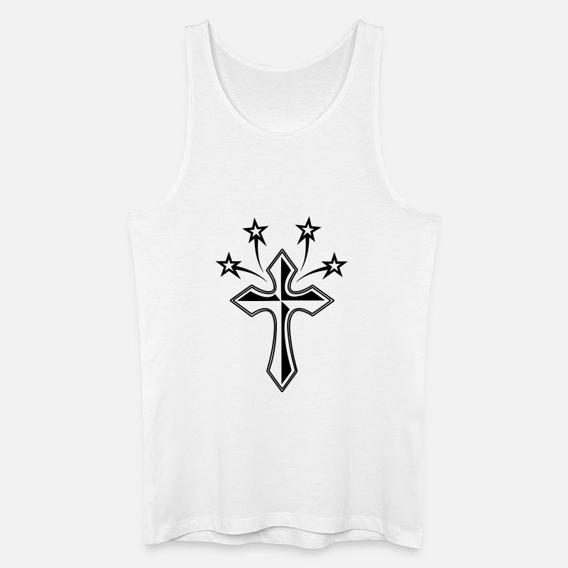 Kreuz mit vier Sternen - Männer Bio Tank Top - Weiß
