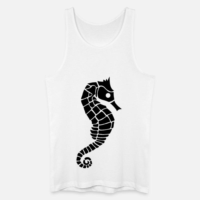 Schwarzes Seepferdchen - Männer Bio Tank Top - Weiß