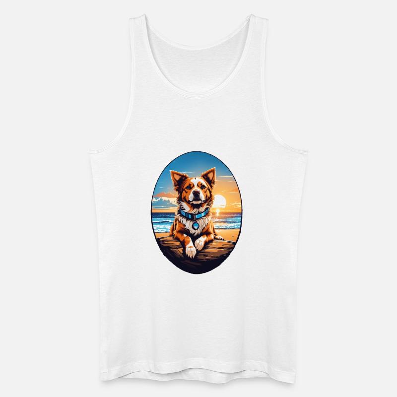 Hund am Strand - Männer Bio Tank Top - Weiß