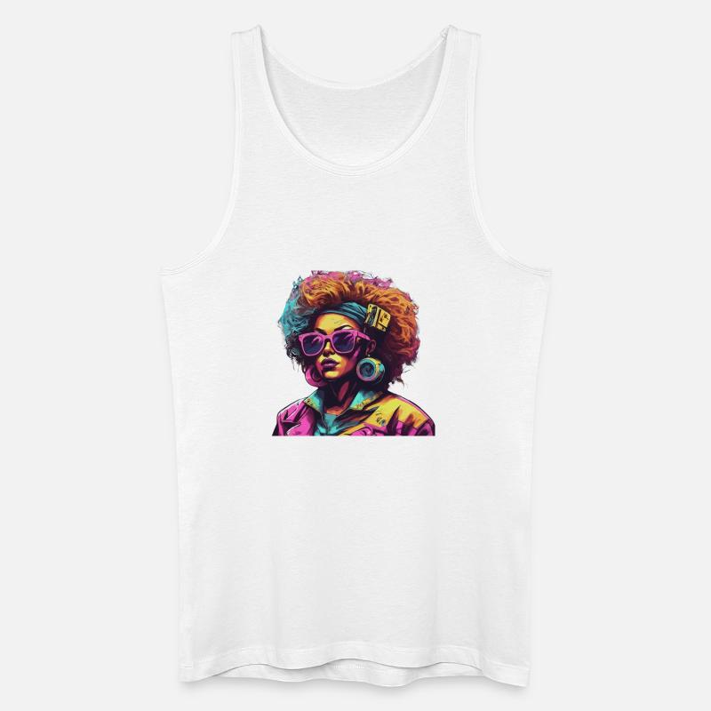 Kunstvoller Pop-Art Portrait mit Afro - Männer Bio Tank Top - Weiß