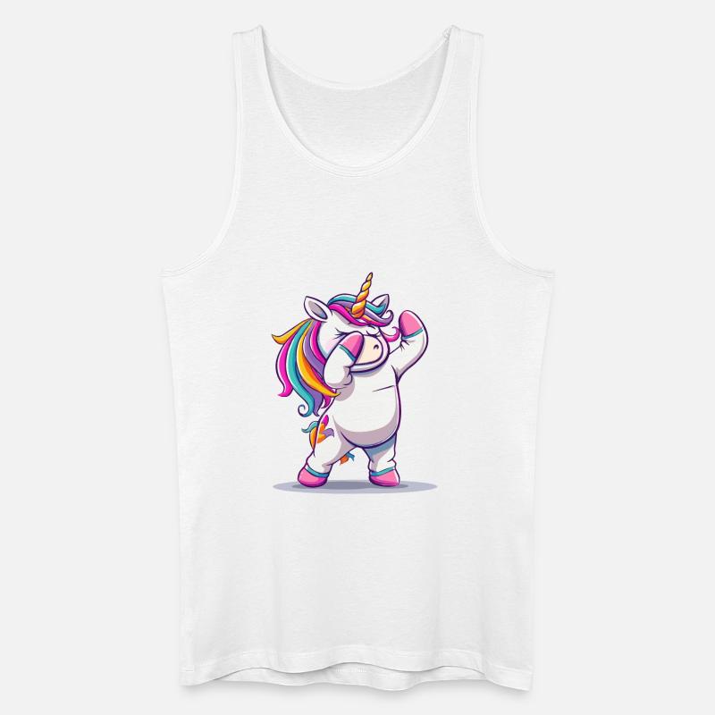 Regenbogen Dab Einhorn - Männer Bio Tank Top - Weiß