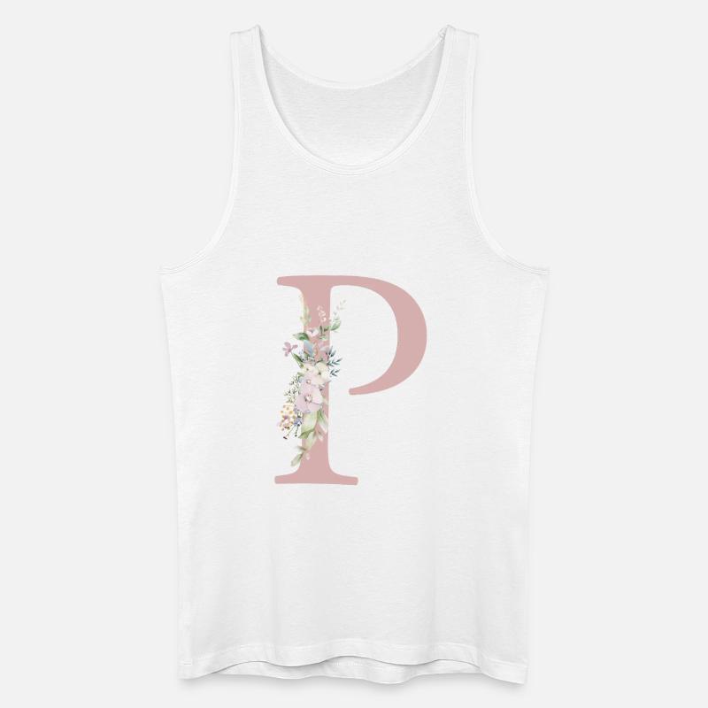 P Monogramm, Floral, personalisierbar - Männer Bio Tank Top - Weiß