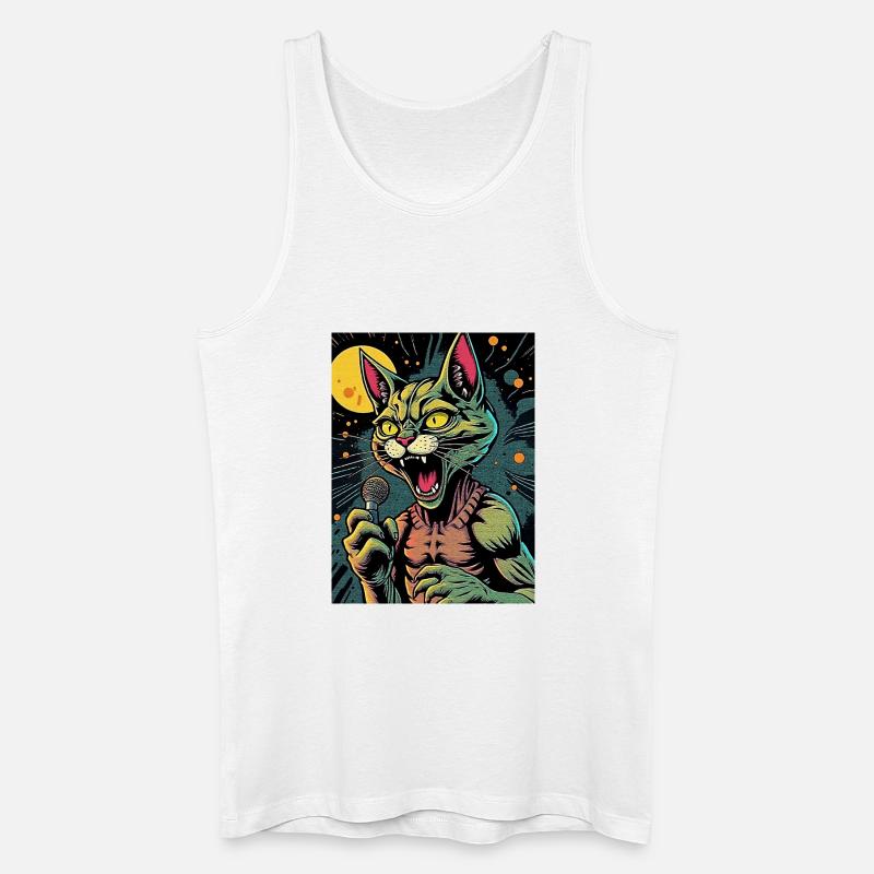 Karaoke-Katze 1 - Männer Bio Tank Top - Weiß