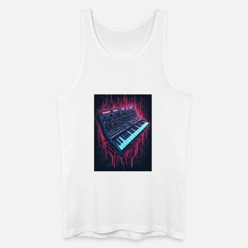 Neon Synthesizer Musikdesign - Männer Bio Tank Top - Weiß