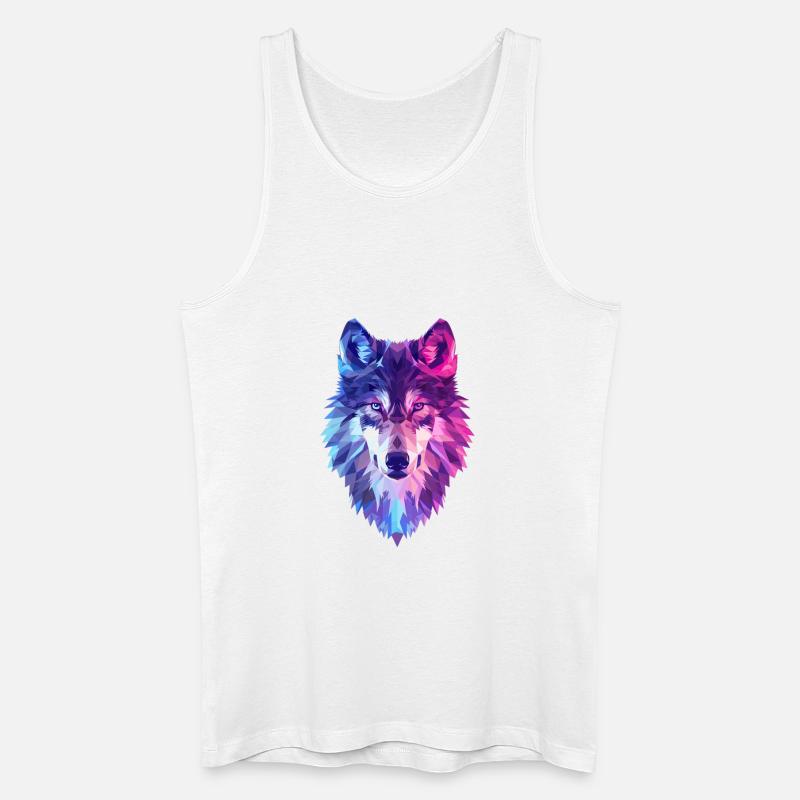 Geometrischer Wolf in Neonfarben - Männer Bio Tank Top - Weiß