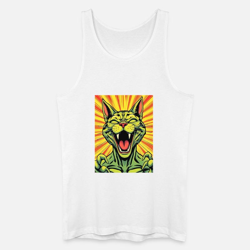 Lachende Katze Comicdruck - Männer Bio Tank Top - Weiß