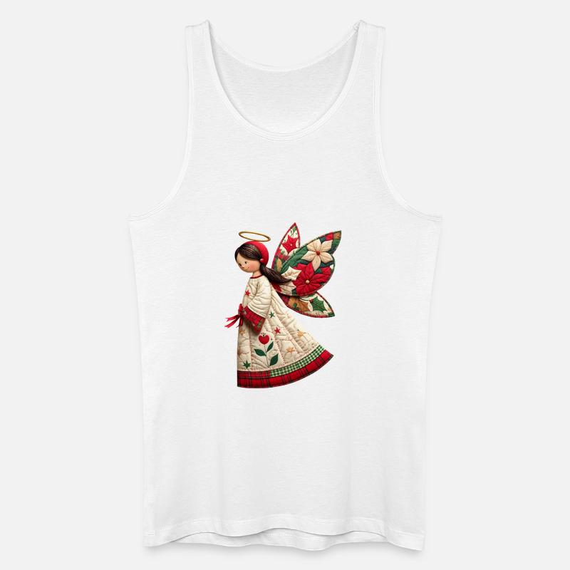 Weihnachtsengel mit Weihnachtsblumen - Männer Bio Tank Top - Weiß