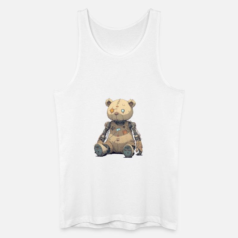 Geflickter Teddybär in Rusty Robot - Männer Bio Tank Top - Weiß