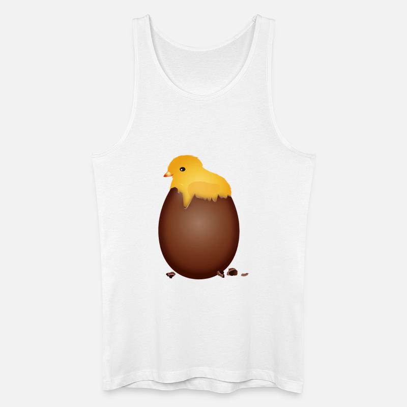 Chocolate Easter Egg with Cute Chick - Men’s Organic Tank Top - white