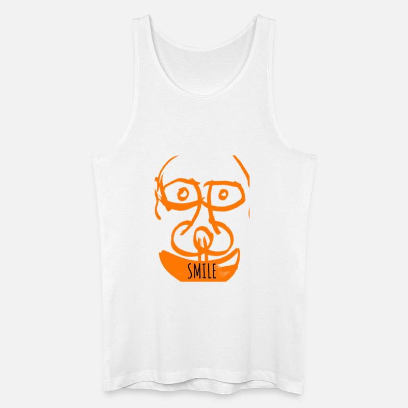 Oranges Doodle-Lächeln - Männer Bio Tank Top - Weiß