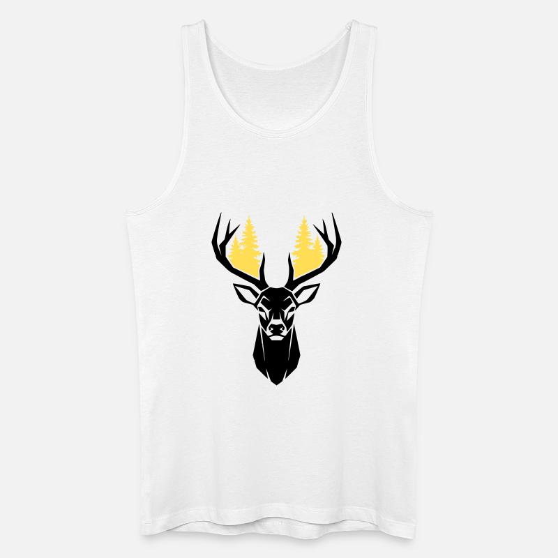 Hirschkopf Wald Silhouette - Männer Bio Tank Top - Weiß