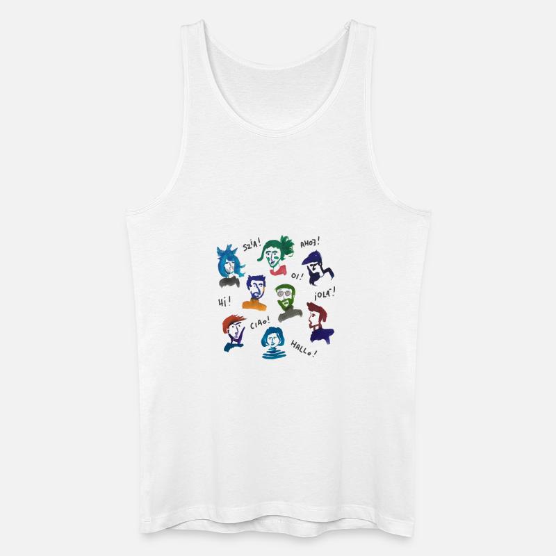 Bunte Kopfgesichter - Männer Bio Tank Top - Weiß