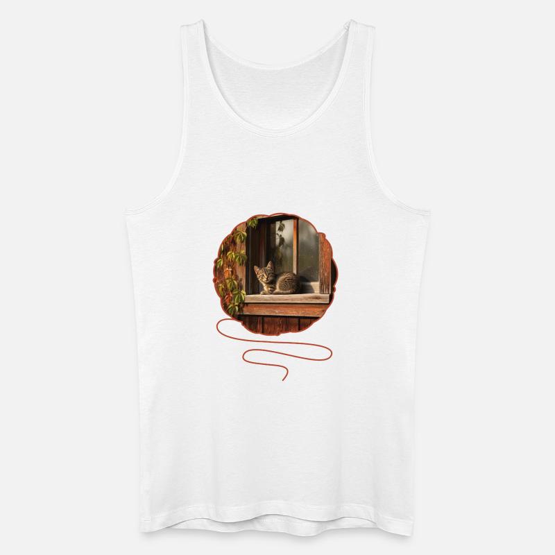T-Shirt-Design „Katze“ - Männer Bio Tank Top - Weiß