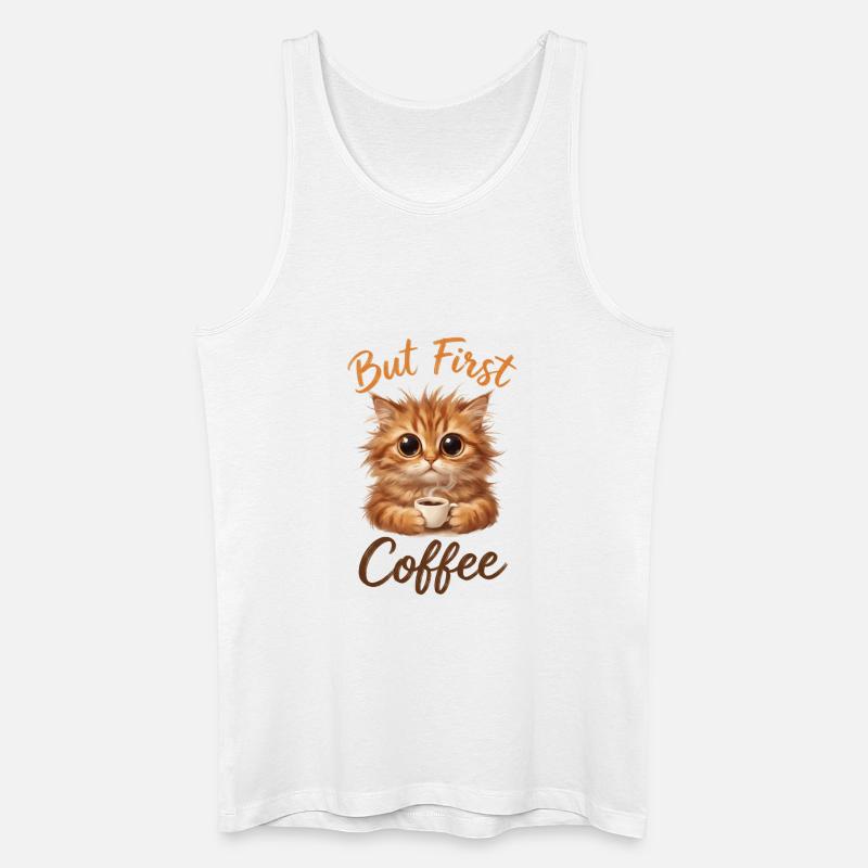 But First Coffee Katze - Männer Bio Tank Top - Weiß
