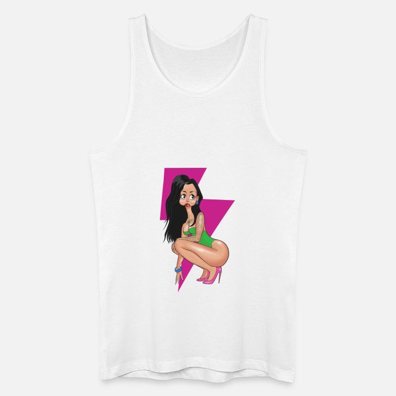 Pink Lightning Pin-up - Männer Bio Tank Top - Weiß