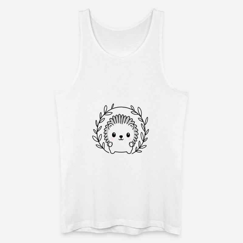 Süßer Igel im Blätterkranz - Männer Bio Tank Top - Weiß