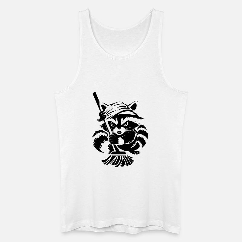 Waschbär mit Handtuch & Wischmopp - Männer Bio Tank Top - Weiß