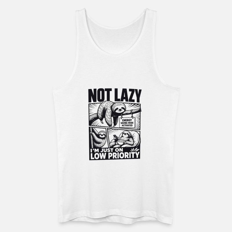 Not Lazy Low Priority Sloth - Männer Bio Tank Top - Weiß