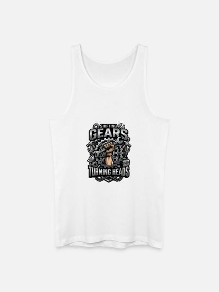 Shifting Gears Turning Heads - Men’s Organic Tank Top - white