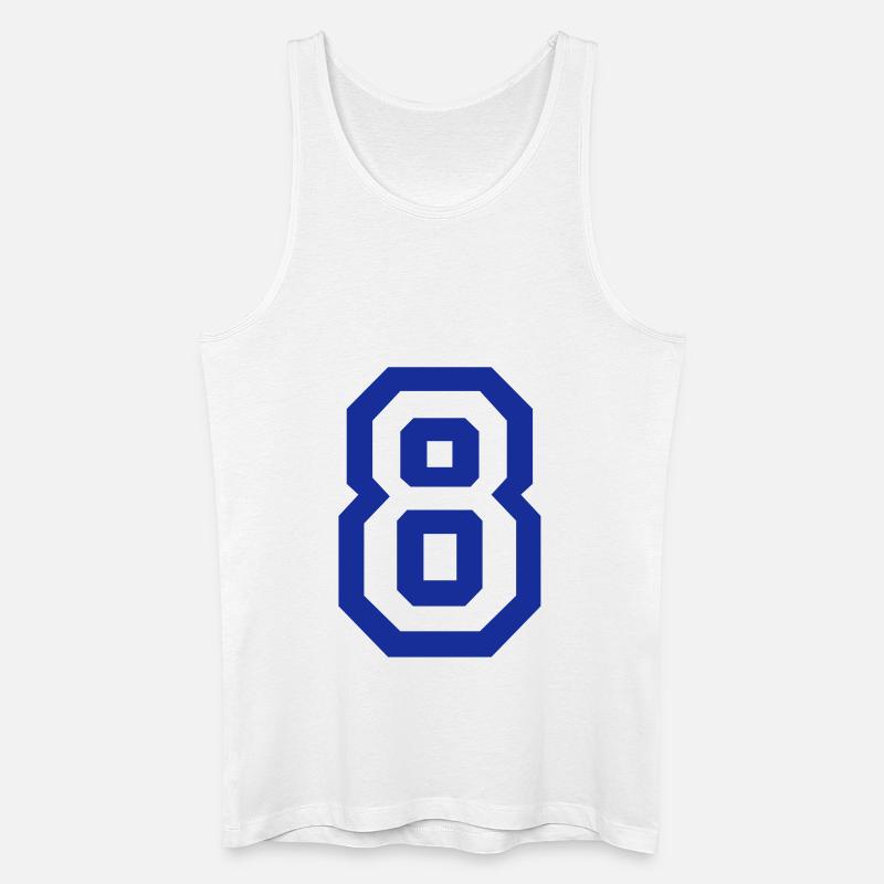 8 - Nummer - Männer Bio Tank Top - Weiß
