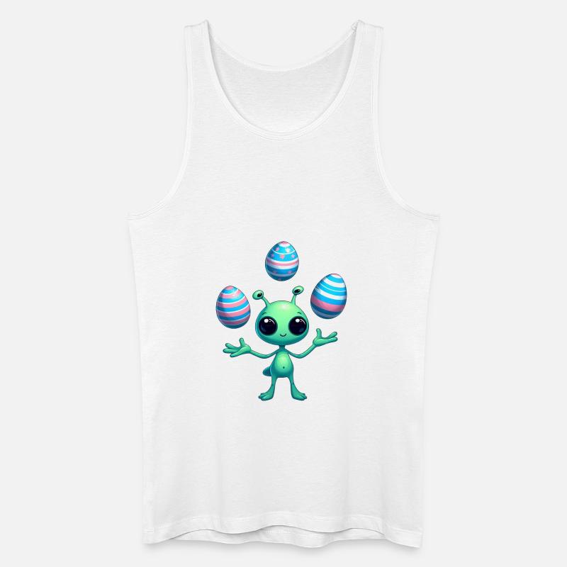Ostern mit Alien: Eier-Jonglage - Männer Bio Tank Top - Weiß