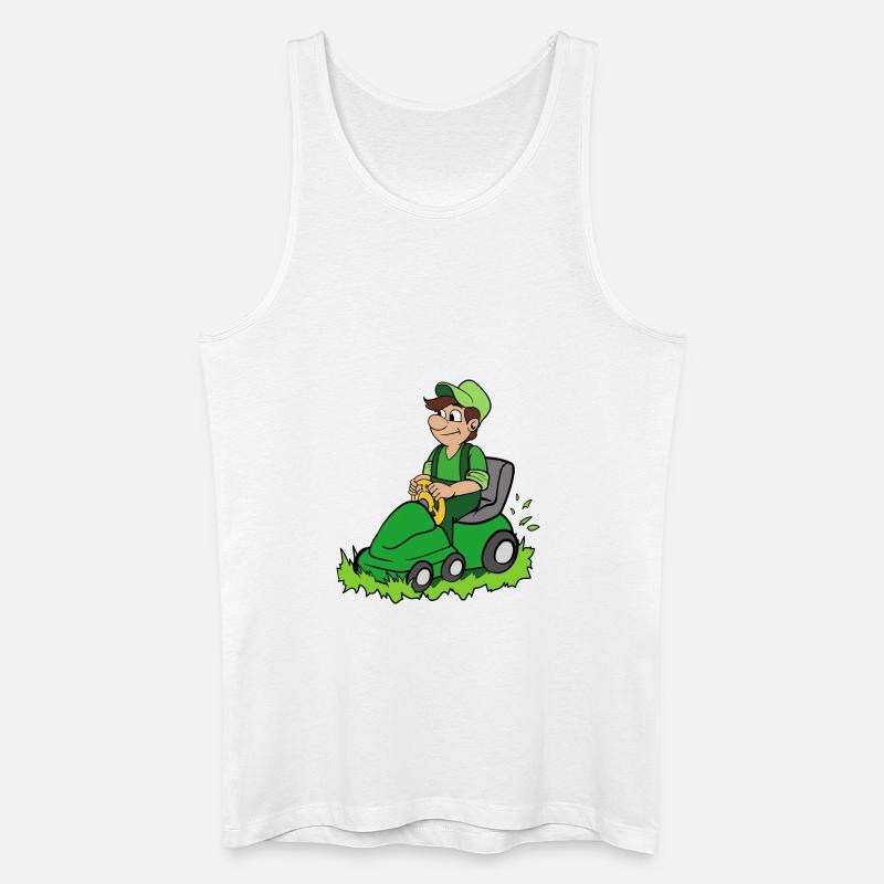 Gärtner mit Rasenmäher - Männer Bio Tank Top - Weiß