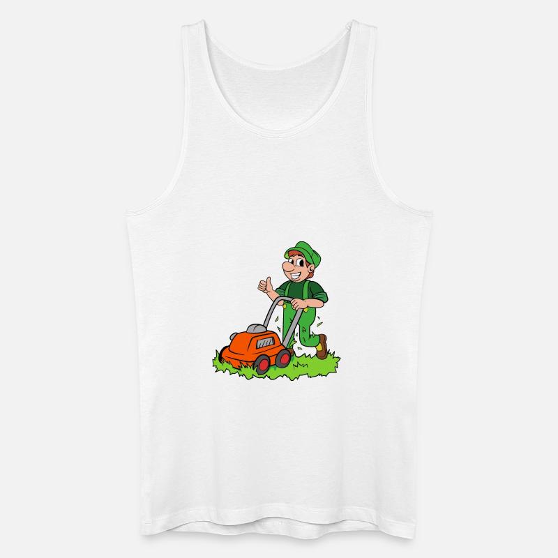 Gärtner mit Rasenmäher - Männer Bio Tank Top - Weiß