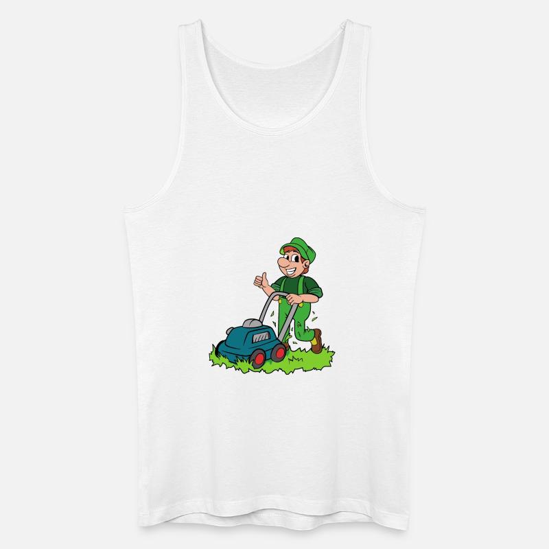 Gärtner mit Rasenmäher - Männer Bio Tank Top - Weiß
