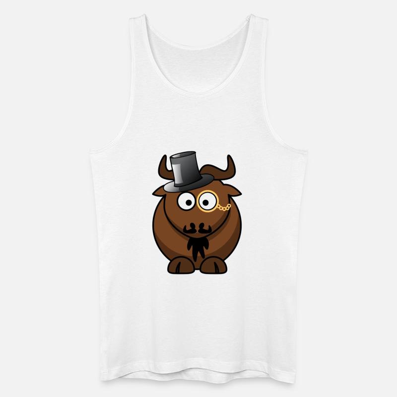 Büffelkarikatur mit Monokel - Männer Bio Tank Top - Weiß