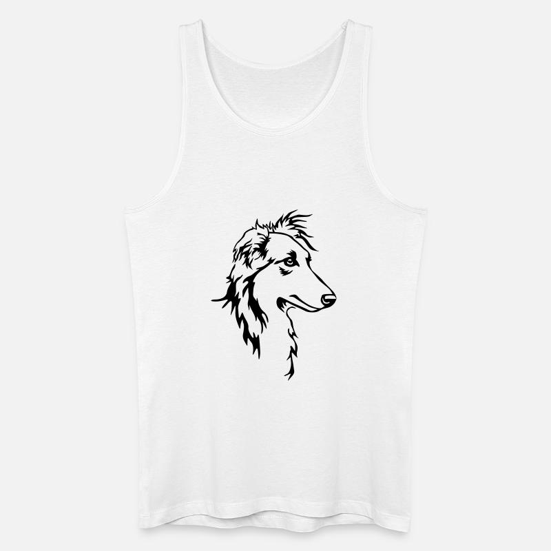 Langhaar Whippet Kopf - Männer Bio Tank Top - Weiß