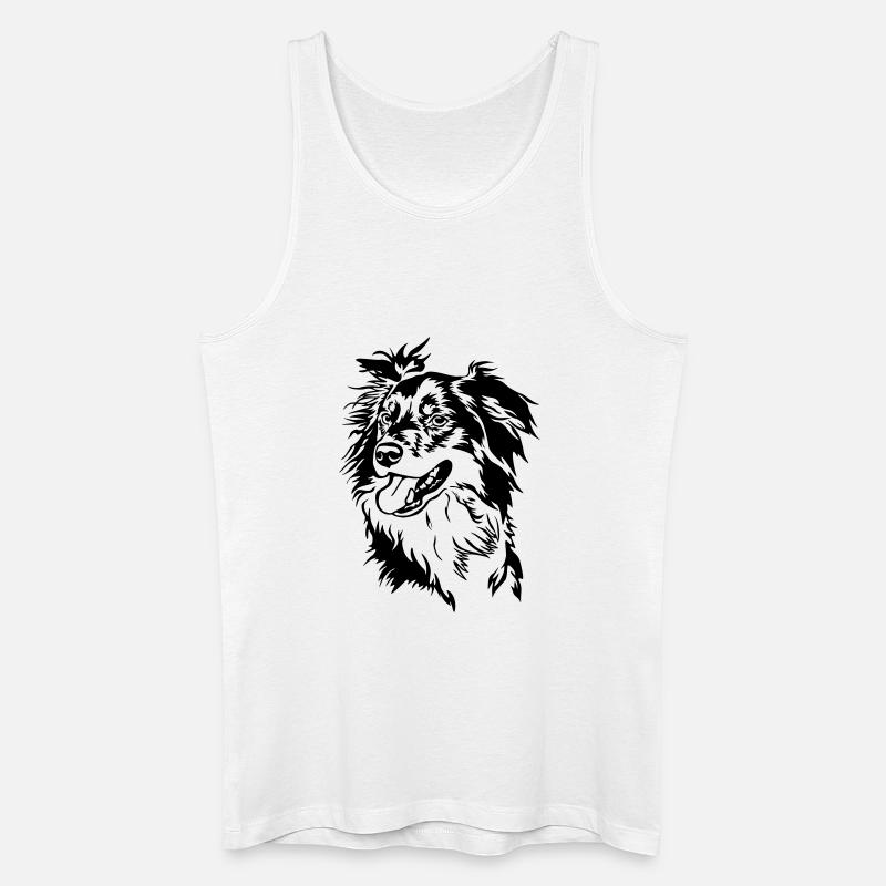 Border Collie Kopf - Männer Bio Tank Top - Weiß