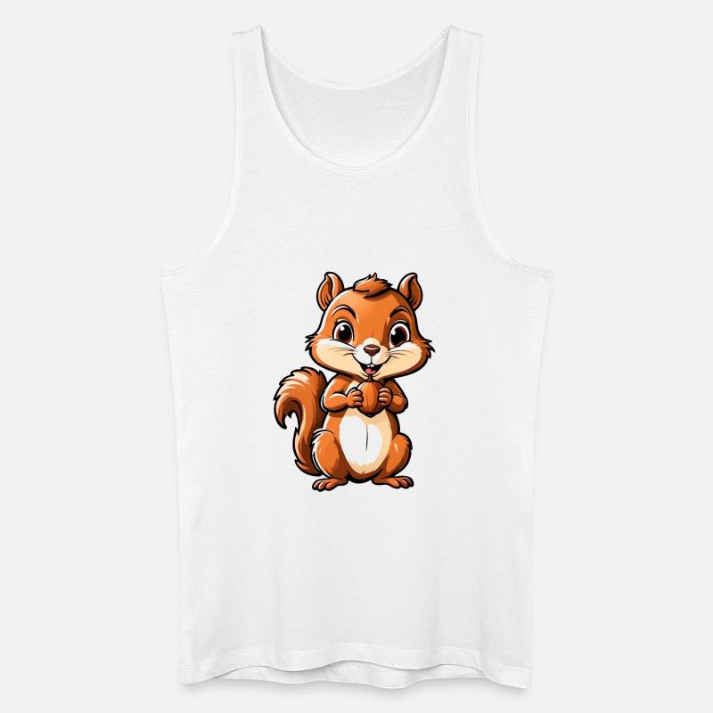 Niedliches Cartoon-Eichhörnchen mit Eichel - Männer Bio Tank Top - Weiß