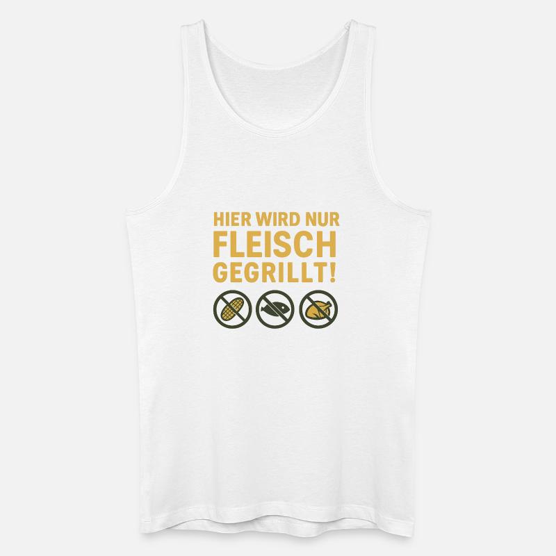 Hier wird nur Fleisch...witziges Motiv - Männer Bio Tank Top - Weiß