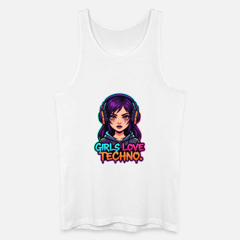 Techno Neon Mädchen - Männer Bio Tank Top - Weiß