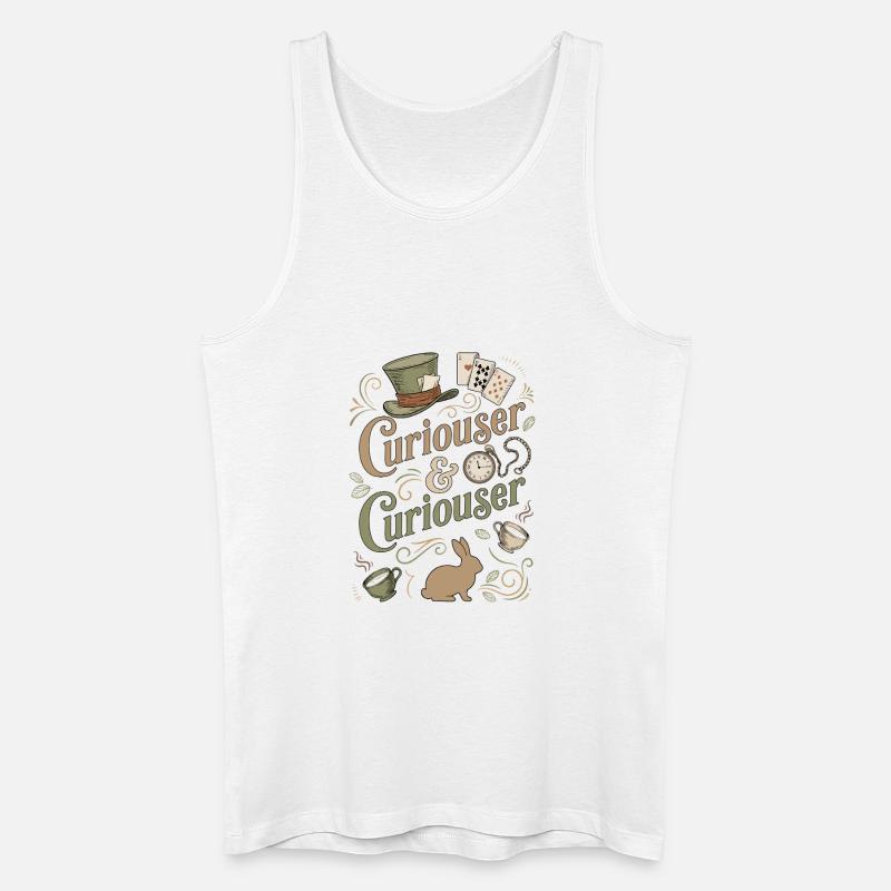 Alice Immer Neugieriger ("Curiouser") - Männer Bio Tank Top - Weiß