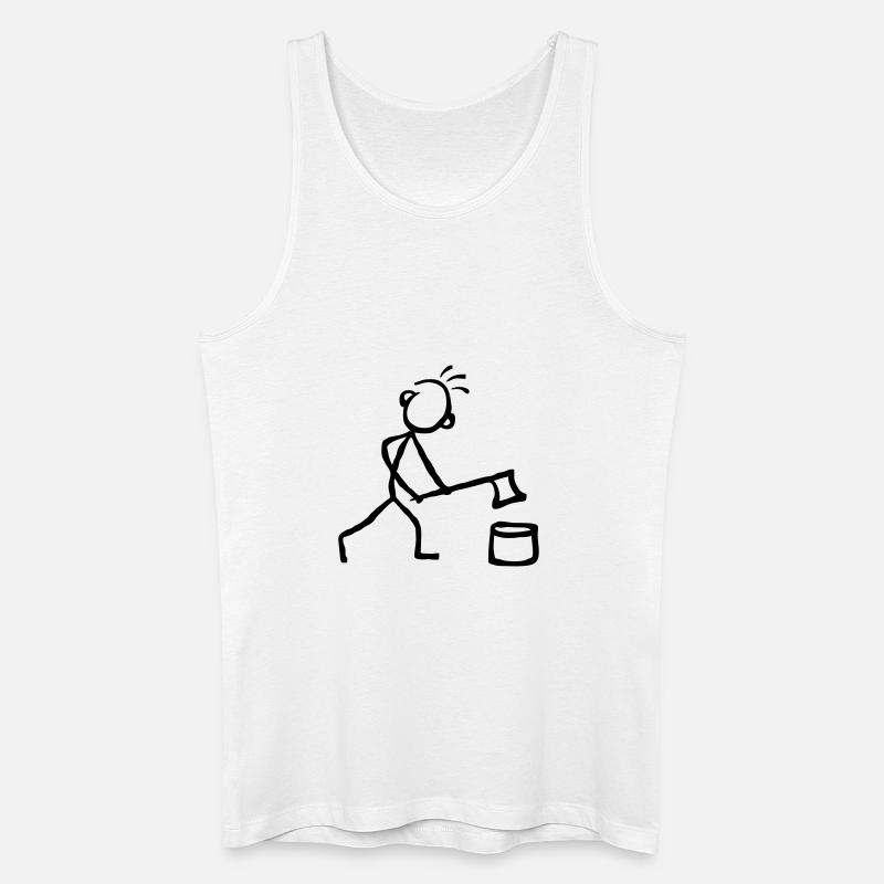 Strichmännchen Holz hacken - Männer Bio Tank Top - Weiß