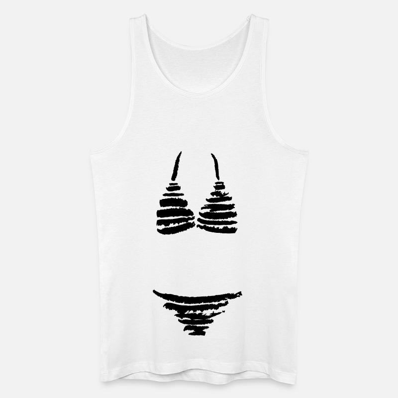 Gestreifter Bikini - Männer Bio Tank Top - Weiß