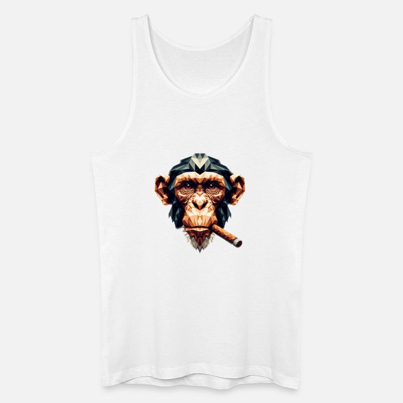 Ein Affe mit Zigarre im Polygon-Stil - Männer Bio Tank Top - Weiß