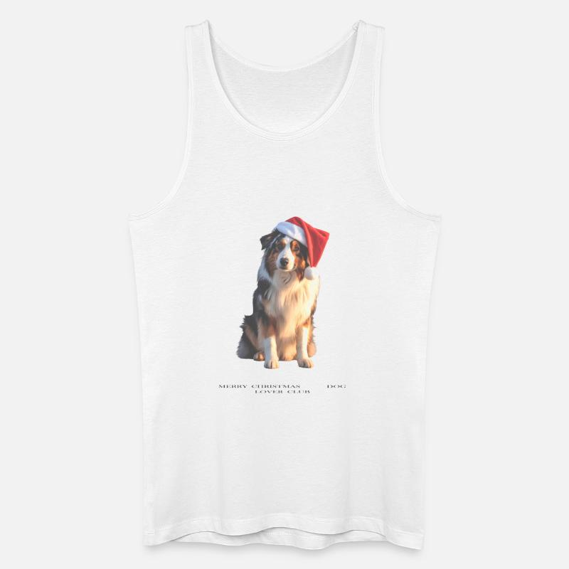 Boder Collie Weihnachts-Hund im Santa-Hut - Männer Bio Tank Top - Weiß