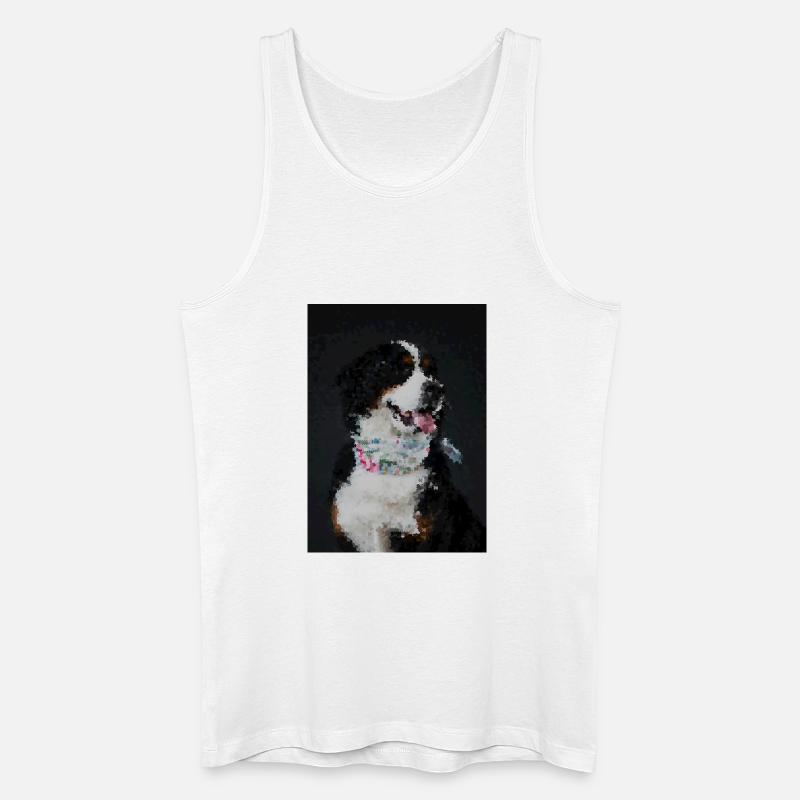 Mosaikhund mit buntem Halsband - Männer Bio Tank Top - Weiß