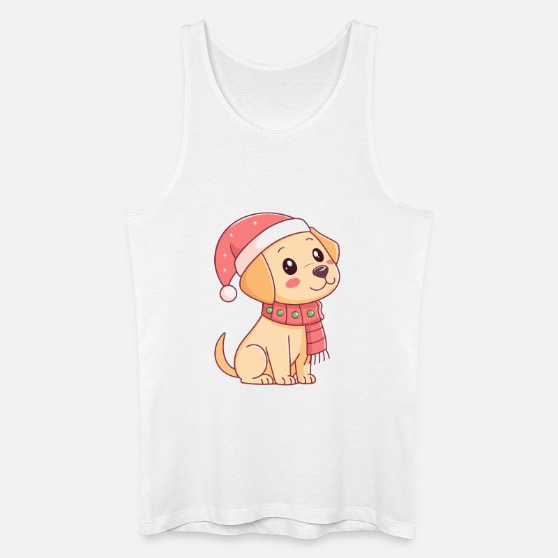 Festlicher Welpe mit Weihnachtshut - Männer Bio Tank Top - Weiß