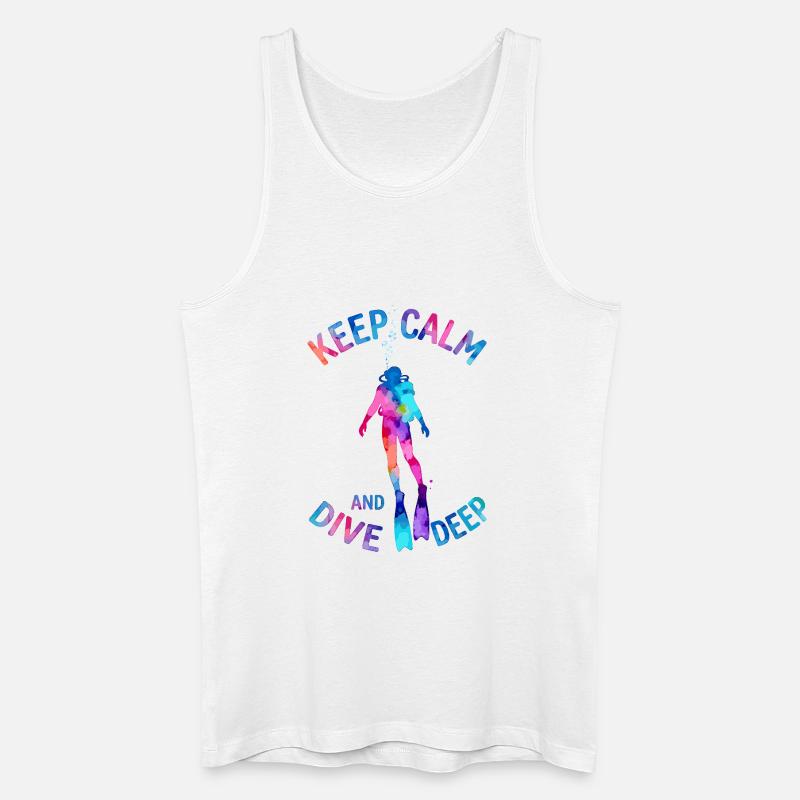 Keep Calm Dive Deep Bunter Taucher - Männer Bio Tank Top - Weiß