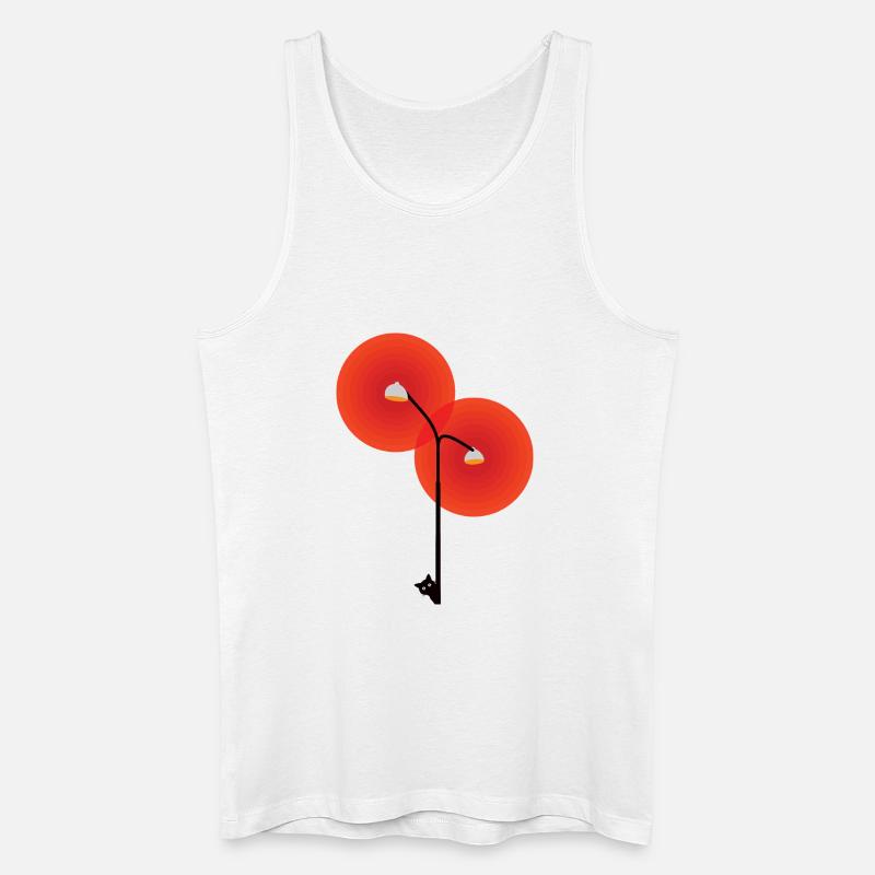 Straßenlaterne mit Katze - Männer Bio Tank Top - Weiß