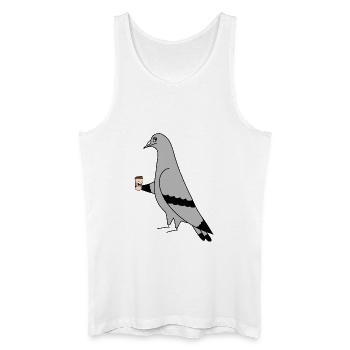 Pigeon avec tasse de café Urban Minimal Illustration - Débardeur bio Homme - blanc - Devant