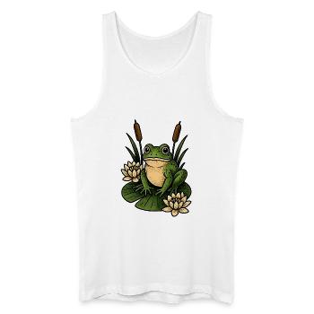 Grüner Frosch auf Seerosenblatt - Männer Bio Tank Top - Weiß - Vorne