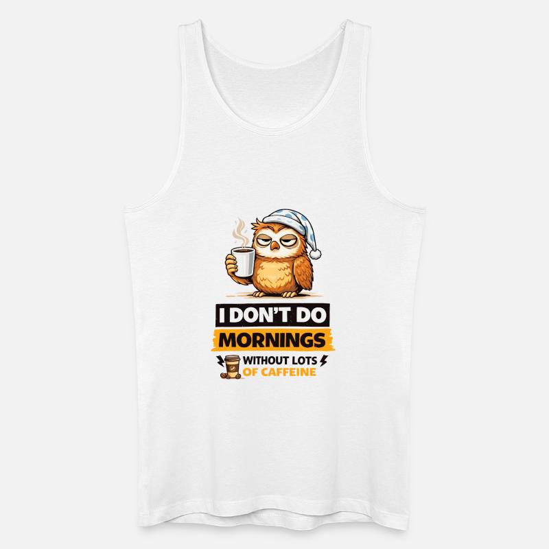 Søvnugle Morgenbryg - Økologisk tanktop til mænd - hvid