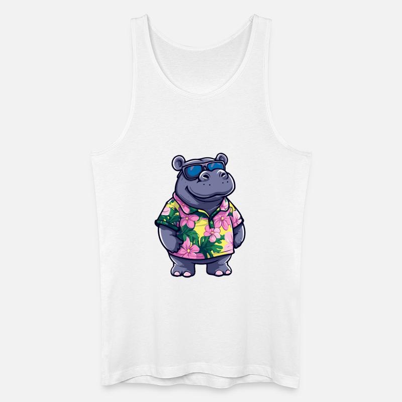 Nilpferd Comic Urlaub - Männer Bio Tank Top - Weiß